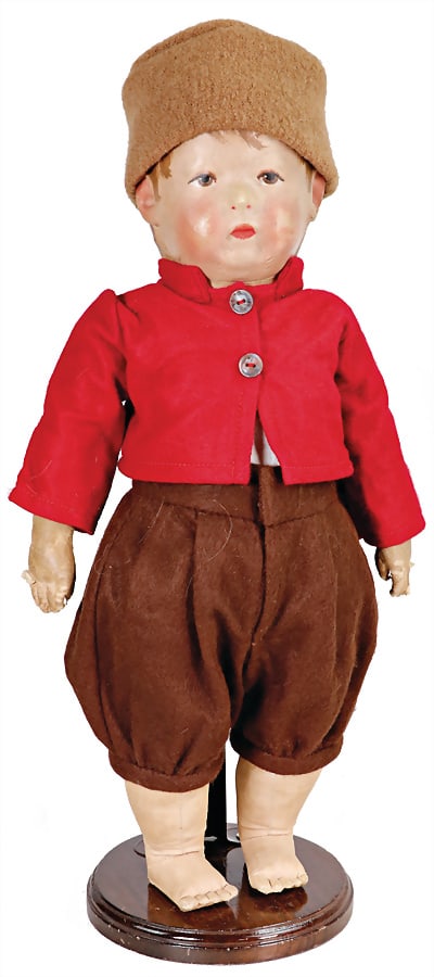 KÄTHE KRUSE doll No. I, waxed, fabric head, clearly visible seams at the back of the head, (1 of 5)