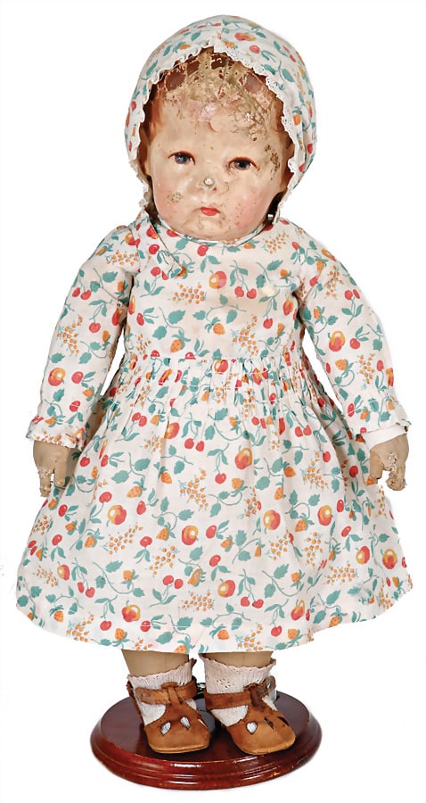 KÄTHE KRUSE doll No. I, 42 cm, fabric head, 3 seams at the back of the head, worn, tip of the: KÄTHE KRUSE doll No. I, 42 cm, fabric head, 3 seams at the back of the head, worn, tip of the nose is worn, hands are worn, broad hip, separate sewed on thumb German Description KÄTHE KRUSE 