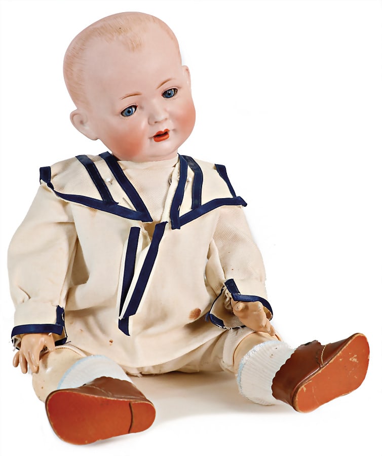 BRUNO SCHMIDT 2094-3, bisque porcelain full head, blue sleepy eyes, opened mouth, teeth and tongue,: BRUNO SCHMIDT 2094-3, bisque porcelain full head, blue sleepy eyes, opened mouth, teeth and tongue, Toddler-body, old clothes, please note that it is risky to transport the eyes German Description BRU