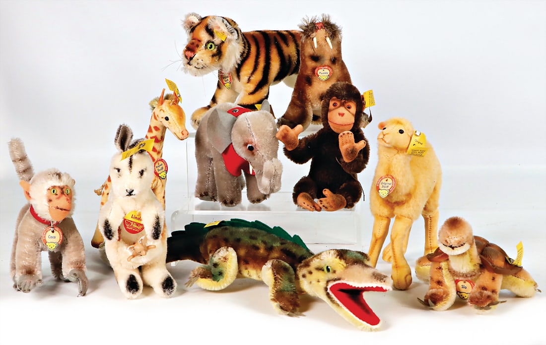 STEIFF mixed lot of game animals, 10 pieces, mostly very good - unused condition, among it Coco, 11 (1 of 1)