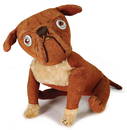 STEIFF Bulldog, produced around 1912-17, short plush, brown, jointed, jointed glass eyes