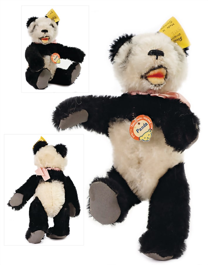 STEIFF panda, with button, chest label and  cloth tag label, No. 5315, leather paws, 15 cm, very (1 of 1)