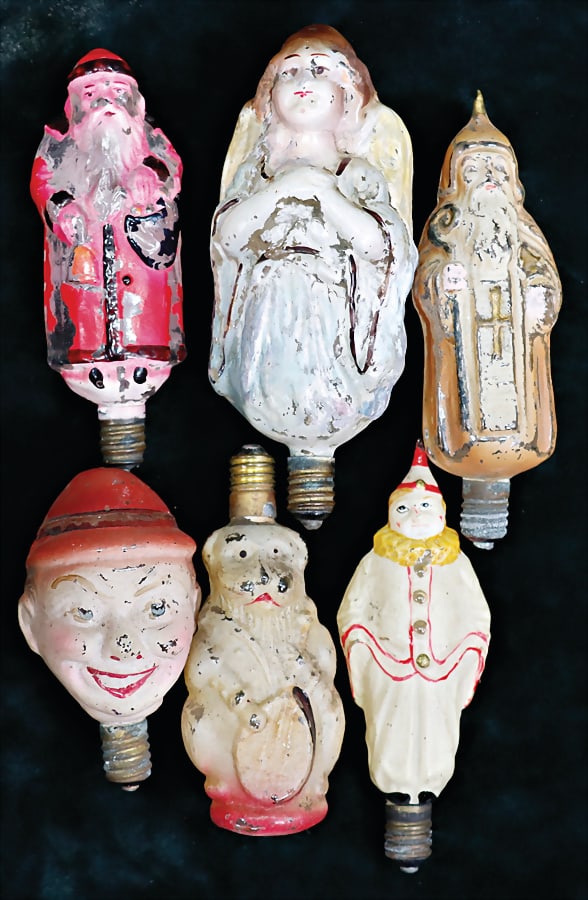 Christmas tree decoration, 6 pieces, bulbs, for string of lights, c. 1910, Fa. KREMENETZBY, first (1 of 1)