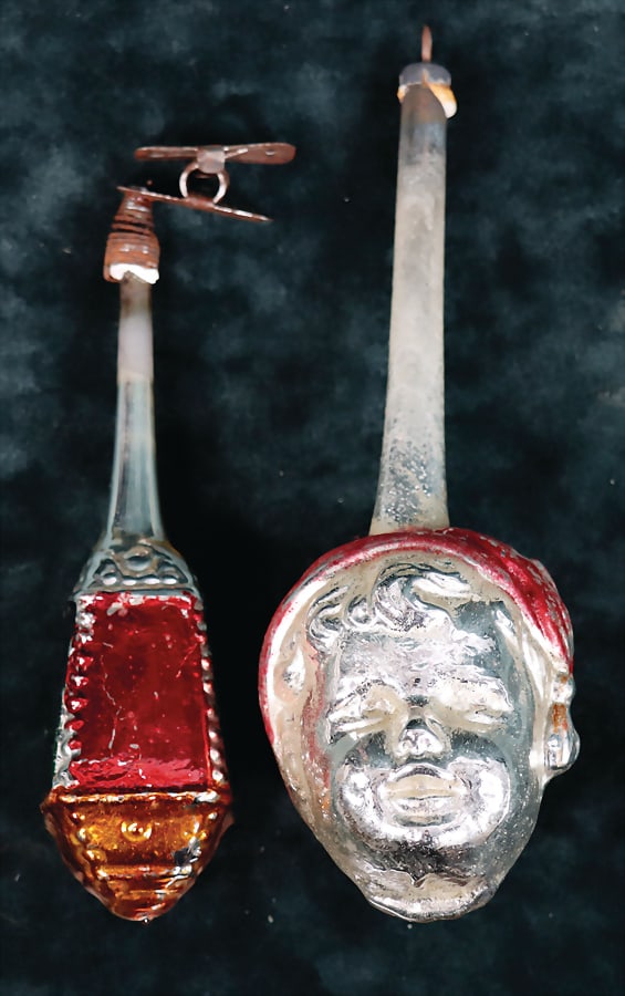 Christmas tree decoration, glass, 2 pieces, child's face, 15 cm, 1 lantern with clamp, 12.5 cm (1 of 1)