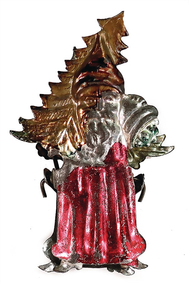 Christmas tree decoration, candle holder clamp, Santa Claus with christmas tree, 7 cm   German (1 of 1)