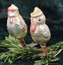 Christmas tree decoration, 2 pieces, mirror glass, chicken and  duck with hat, height: 11 cm, with