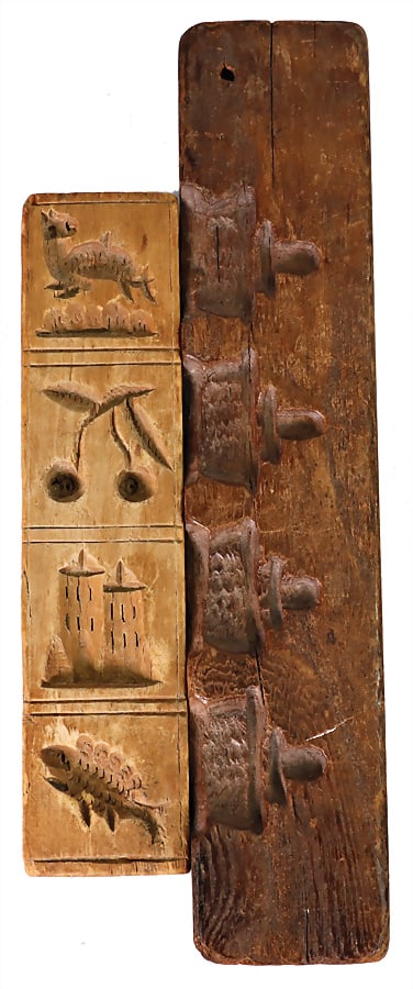 2 pieces, wooden model, bottles, bears, fish, church, late 18th century, 22 and  30 cm   German (1 of 1)