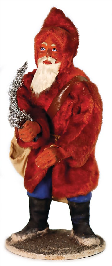 Santa Claus, 21 cm, mass head and   legs, wire arms   German Description  Weihnachtsmann, 21 cm, (1 of 2)