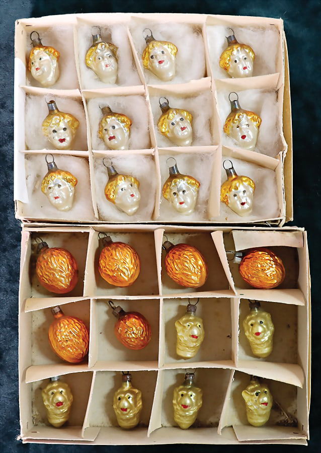 Christmas tree decoration, small balls, angel faces, 3.5 cm, 12 pieces, 6 pieces, nuts, 3.5 cm, 6 (1 of 1)