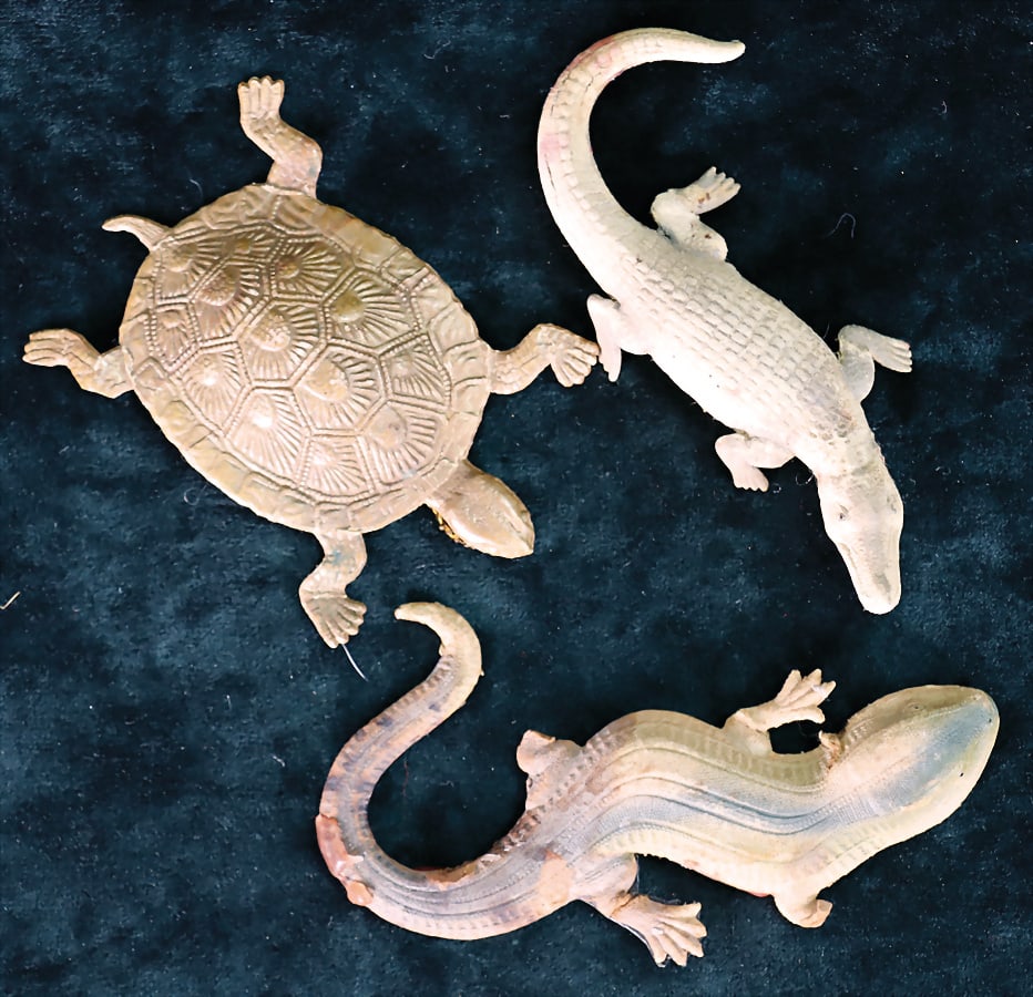 DRESDEN CARDBOARD Christmas tree decoration, flat, crocodile, newt and  turtle, 8.5 - 11 cm   German (1 of 1)