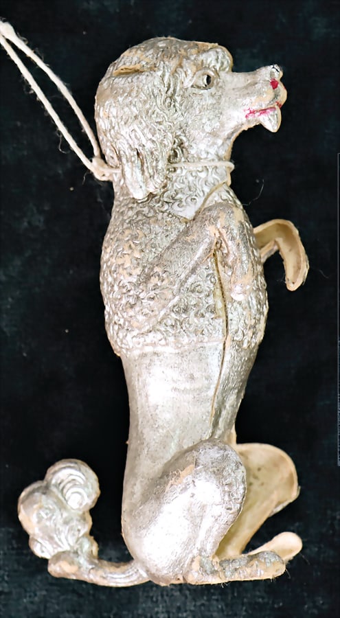 DRESDEN CARDBOARD Christmas tree decoration, poodle, height: 8 cm   German Description  DRESDNER (1 of 2)