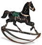 rocking horse, sheet metal, handpainted, 12.5 cm, early, used, the scratches on the paintwork are