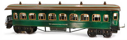 BING gauge 1, dining car, gauge 0, Washington, 4-axled, with interior fittings, with minimally