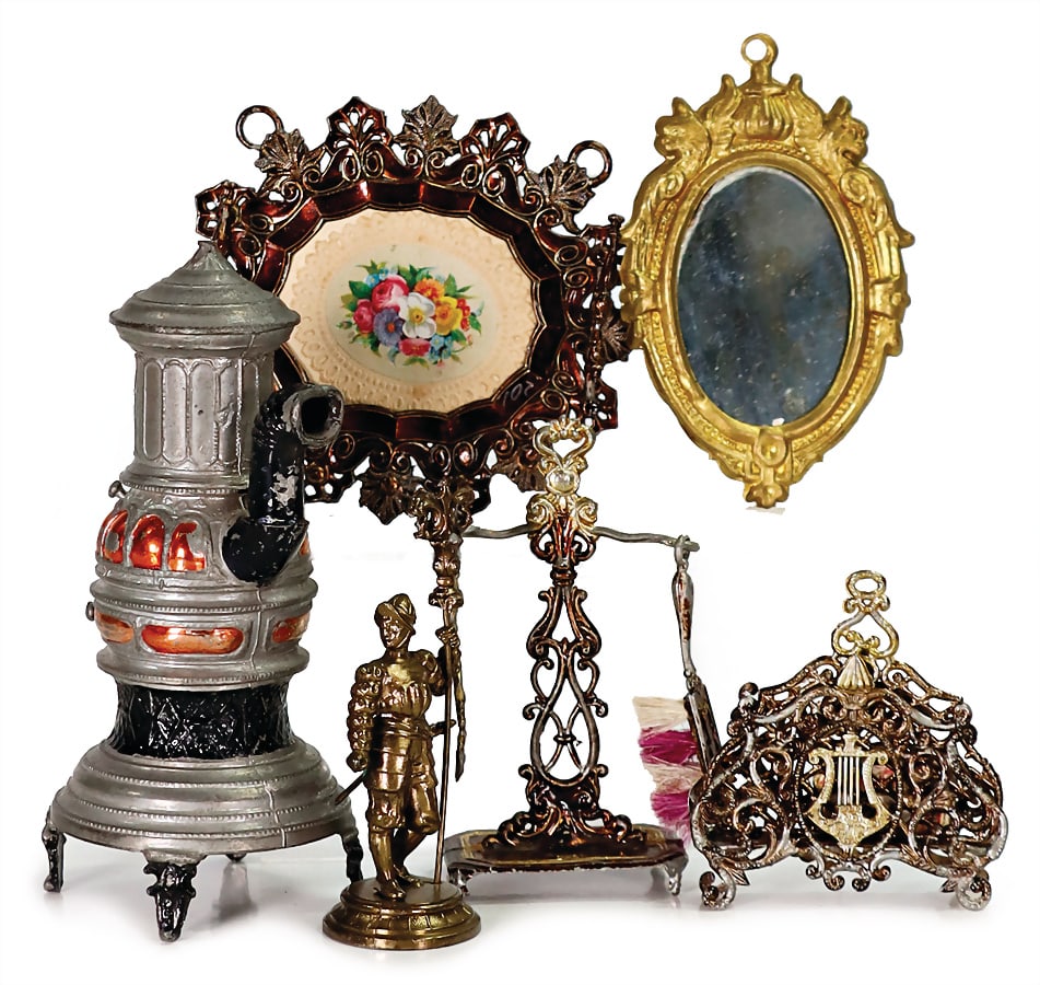 dollhouse decoration pieces, tin, magazine rack, height: 5.5 cm, fireplace accessories, holder for a (1 of 1)