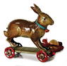 PENNY TOY hare, lithographed, on 4 wheels, Made in Germany, height: 7 cm, width: 7 cm German