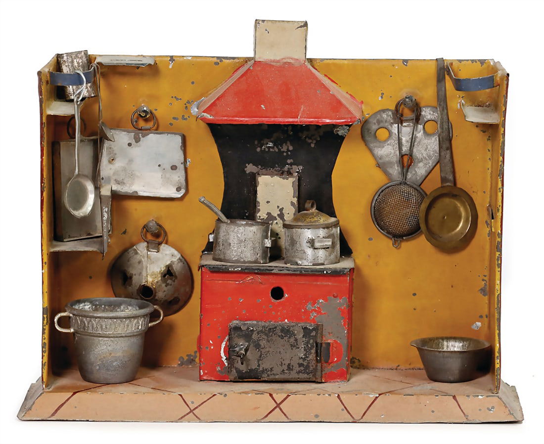 probably ROCK & GRANER, small dollhouse kitchen with chimney hood, Biberacher sheet metal, sheet (1 of 2)