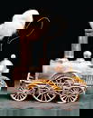DRESDEN CARDBOARD rare Stephenson locomotive, very nice, fine stamping, 8x9 cm   German Description