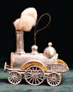 DRESDEN CARDBOARD rare Stephenson locomotive, very nice, fine stamping, 8x9 cm   German Description