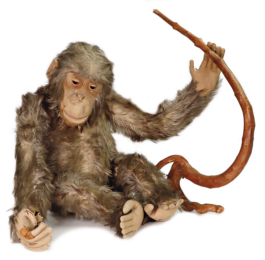 STEIFF monkey, chimpanzee, with unusual size, length: 80 cm, with button, block letters, long (1 of 4)