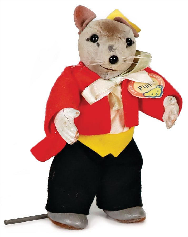 STEIFF Pippy, mouse in unused condition, with button, chest label and cloth tag label, No. 712,: STEIFF Pippy, mouse in unused condition, with button, chest label and cloth tag label, No. 712, velvet head, felt clothes, plastic hands and feet, rubber tail, 10 cm, unused German Description STEIFF 