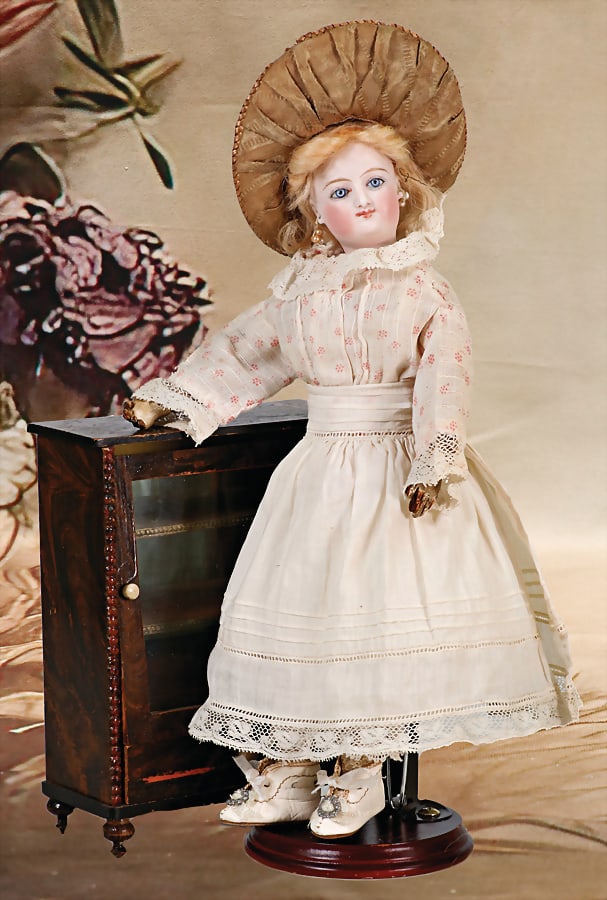 BRU bisque porcelain socket head, French fashion doll, Fashion-Doll, light blue fix inset glass (1 of 2)