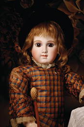 JUMEAU unusual and rare French Bebe by Jumeau, E.J.A.  bisque porcelain socket head, amber-brown fix