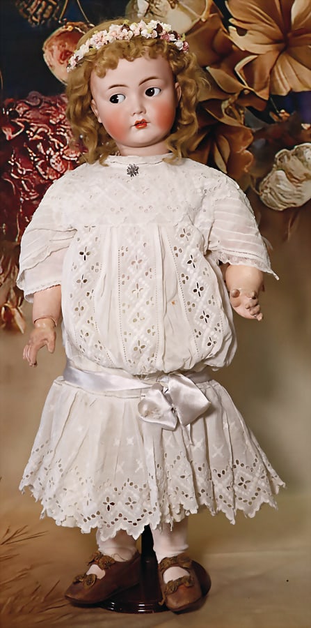 KÄMMER & REINHARDT bisque porcelain socket head, 117-N, marked SIMON & HALBIG / K&R: KÄMMER & REINHARDT bisque porcelain socket head, 117-N, marked SIMON & HALBIG / K&R 117-N Germany No. 80, brown impish eyes, opened mouth, line of upper teeth, tongue, jointed m