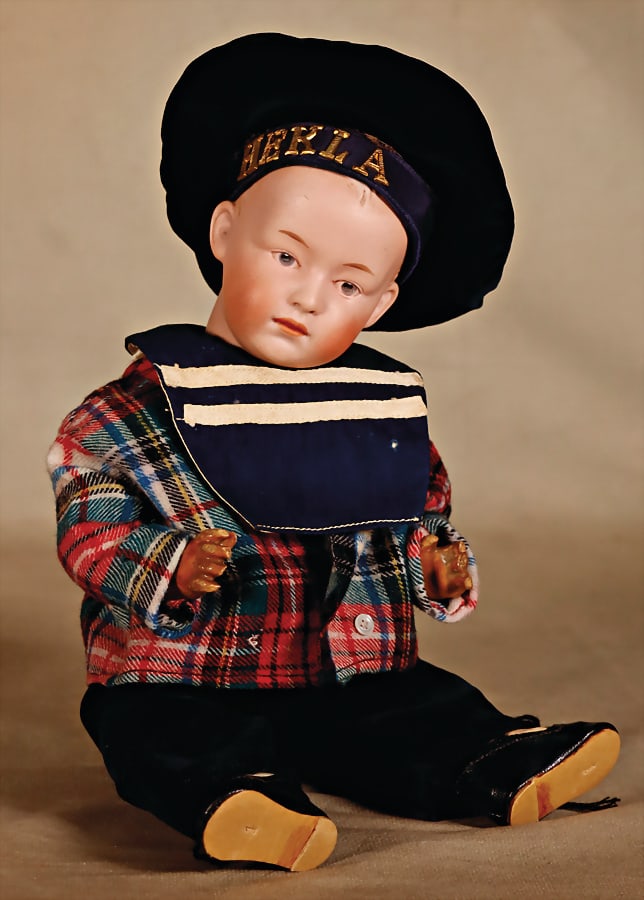 HEUBACH sun, 7603, bisque porcelain character baby, 30 cm, socket head, Intaglio eyes, closed mouth, (1 of 3)