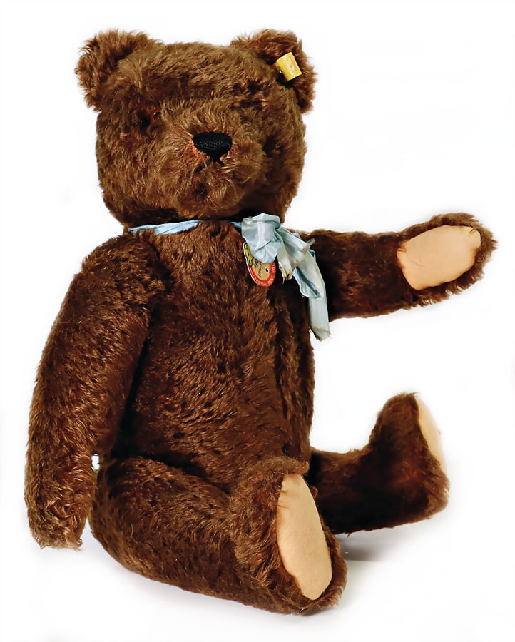 STEIFF original teddy, dark-brown, complete, number is  only weakly recognizable, 43 cm, nice, (1 of 4)