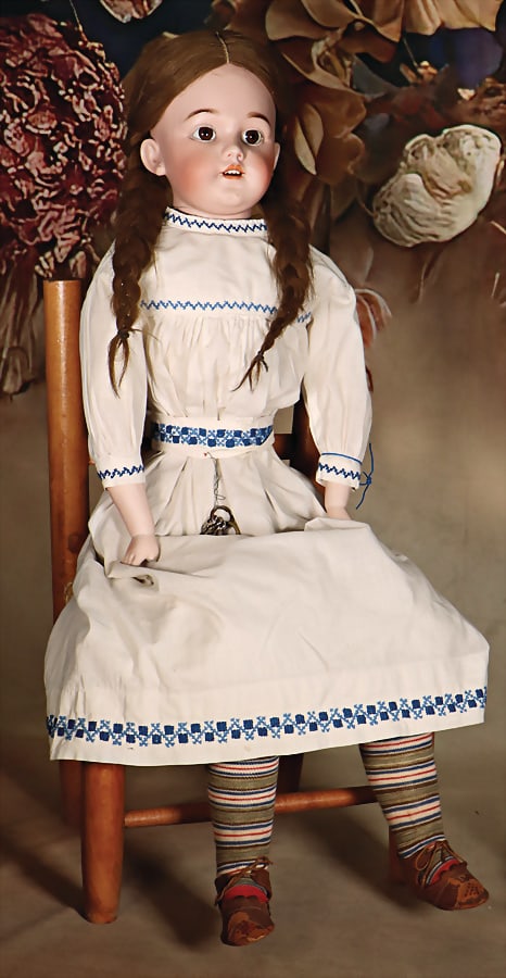 SIMON & HALBIG 1010-14 DEP, bisque porcelain shoulder headed doll, 80 cm (exceptional size), the (1 of 4)