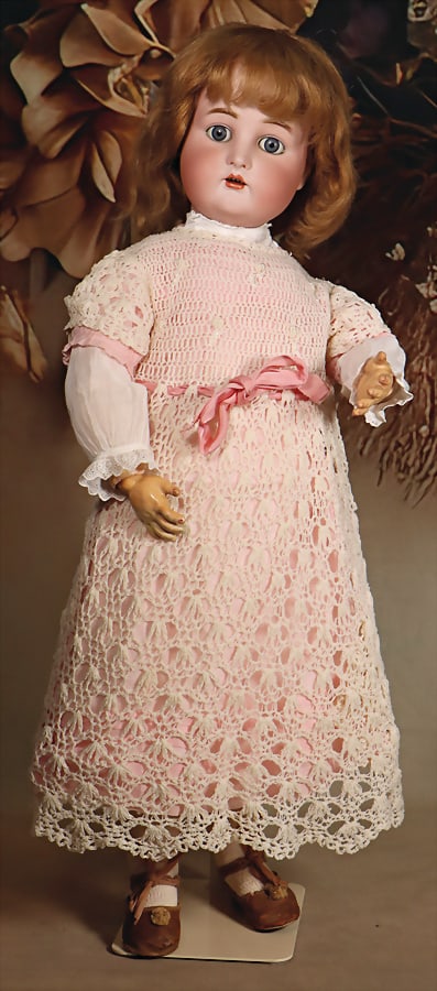 KÄMMER & REINHARDT for SIMON & HALBIG bisque porcelain socket head, child's face doll,: KÄMMER & REINHARDT for SIMON & HALBIG bisque porcelain socket head, child's face doll, marked SIMON & HALBIG / KÄMMER & REINHARDT No. 73, blue sleepy eyes, opened mouth, line