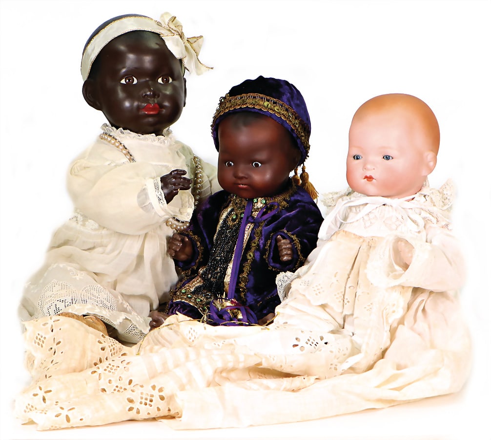 mixed lot of baby dolls, among it 1x ARMAND MARSEILLE Germany, bisque porcelain socket head, marked: mixed lot of baby dolls, among it 1x ARMAND MARSEILLE Germany, bisque porcelain socket head, marked 351/3/½K, brown sleepy eyes, opened mouth, 2 lower teeth, mass baby with sitting body, please n