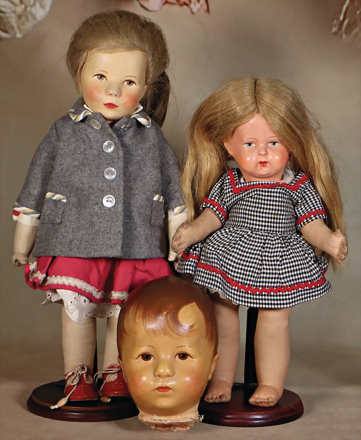 KÄTHE KRUSE girl, postwar era, plastic head, 36 cm, small flaws at 1 hollow of the knee, 1 hand (1 of 1)