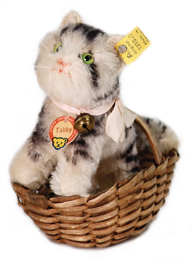 STEIFF Tabby, with button, chest label and  cloth tag label, No. 1310,0, red logo Tabby on the (1 of 4)