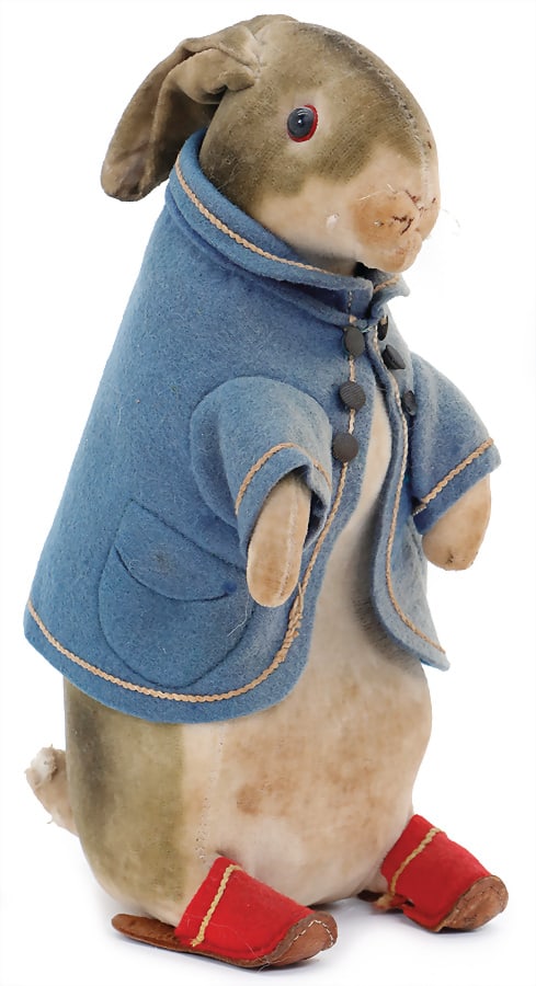 STEIFF Steiff, hare with slippers, around 1910, with stronger rusted small button, block letters, (1 of 7)