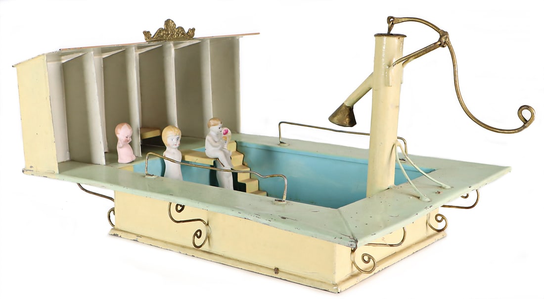 swimming pool, c. 1940, used condition, 36x26 cm, height: 17 cm   German Description  Schwimmbad, (1 of 2)