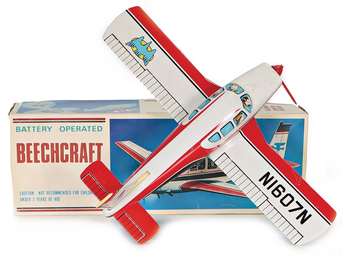 T.N. plane, Japan, battery operated, Beechcraft, sheet metal, lithographed, 26 cm, wasn't (1 of 1)