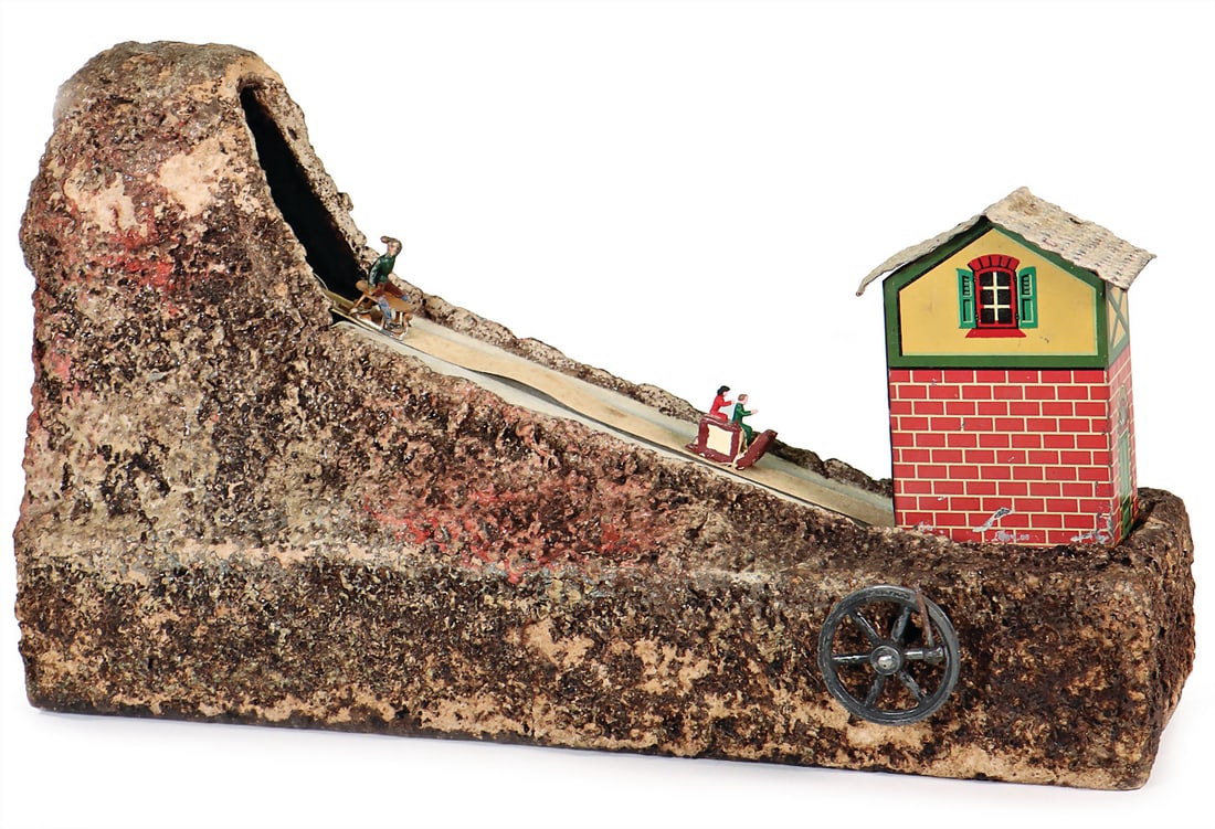 Probably Bing Sled Run, 37 Cm, Steam Engine Drive Model, House, Sheet
