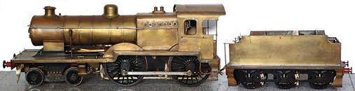 handiwork model, sheet brass, tow-tender-locomotive, manufacturer  is unknown, track width 12 cm,