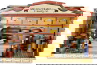 dollhouse shop for material goods (small portable dollhouse), cardboard, multicolored lithographed,