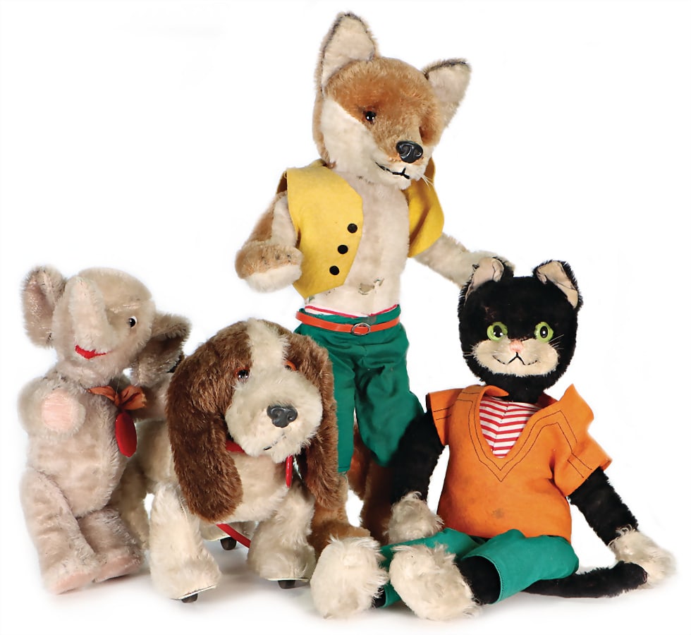 SCHUCO mixed lot TripTrap, dog, 23 cm, Tricky, elephant with mechanism for turning head, 22 cm, both (1 of 2)