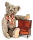 STEIFF bear, pre-war era, 60 cm, dark-brown flamed, button, long trailing f, seam at the middle of