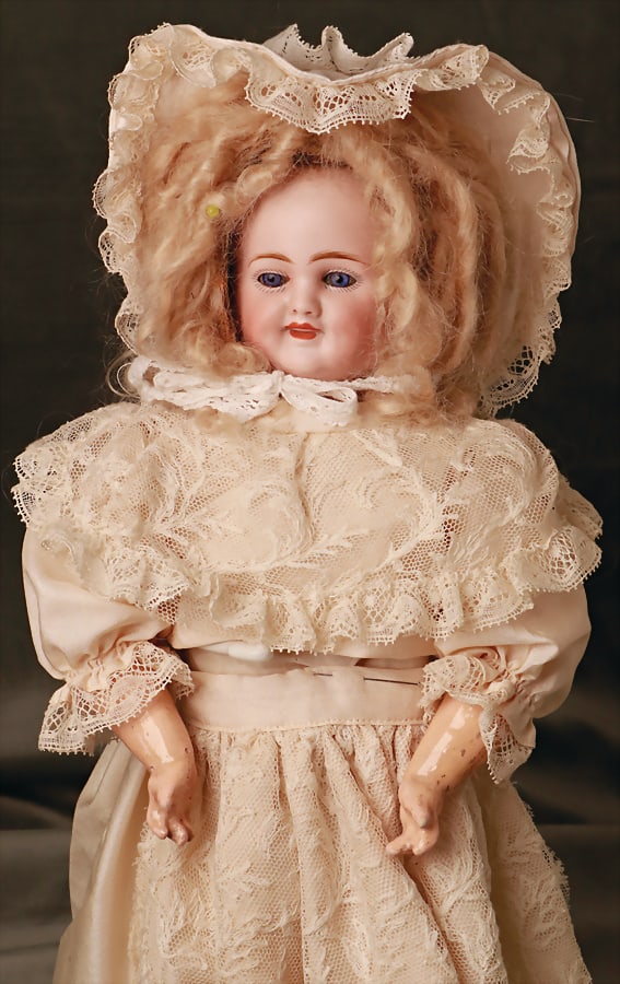 bisque porcelain 3-faces doll, marked 450 DEP, 32 cm, swivel head, laughing, crying, sleeping, body (1 of 3)