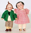 Max and Moritz, bisque porcelain socket heads, character faces, age?, 1x marked 31-14/0, with to the