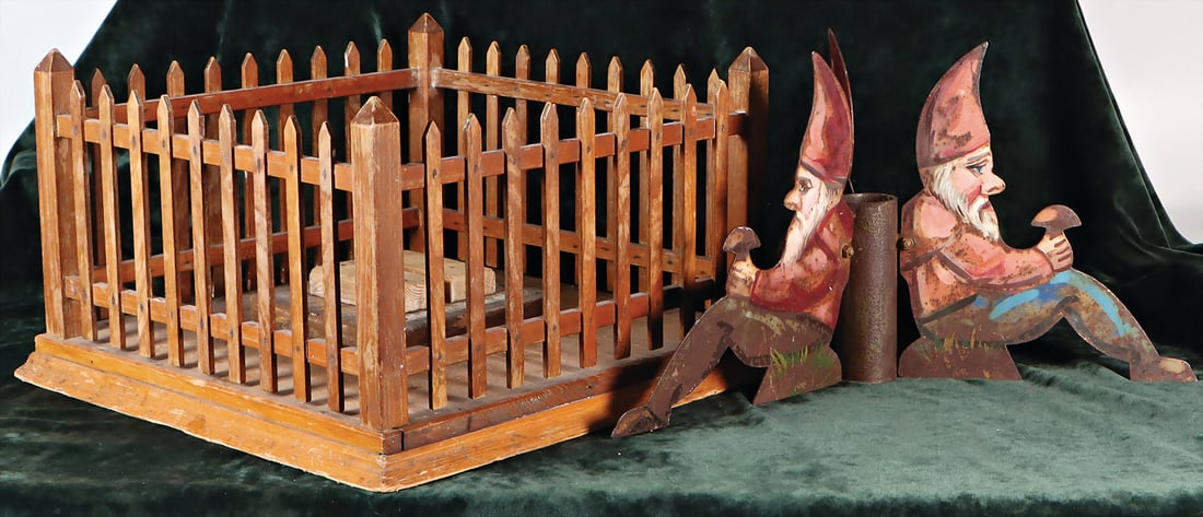 small paradise garden, 38x38 cm, 1 Christmas tree stand with dwarves, heavy tin construction, (1 of 1)