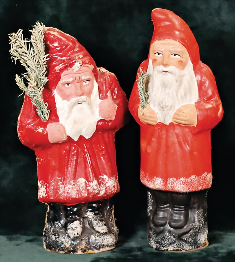 2 pieces papier mâché candy container Santa Clauses, 1 Santa Claus, height: 21 cm, is (1 of 1)