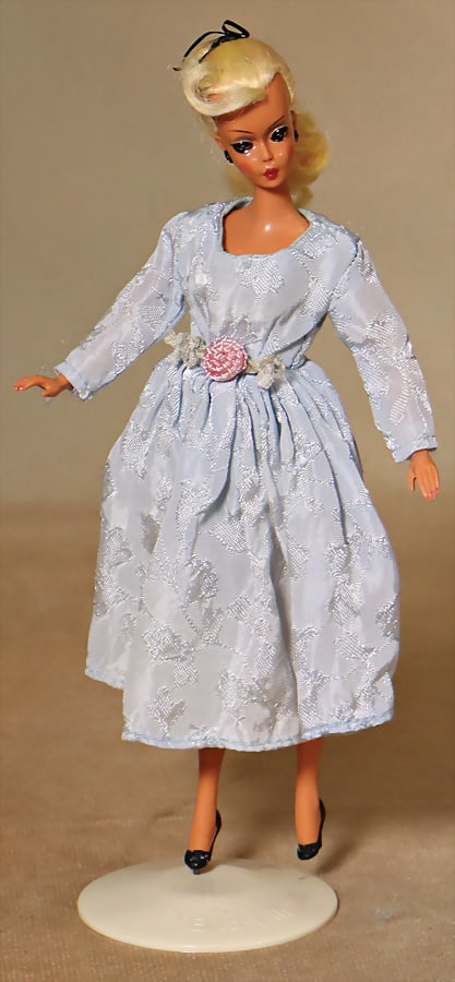 HAUSER Bild Lilli, ancestor of the  Barbie doll, small size, 18.5 cm, in original cocktail dress, (1 of 3)