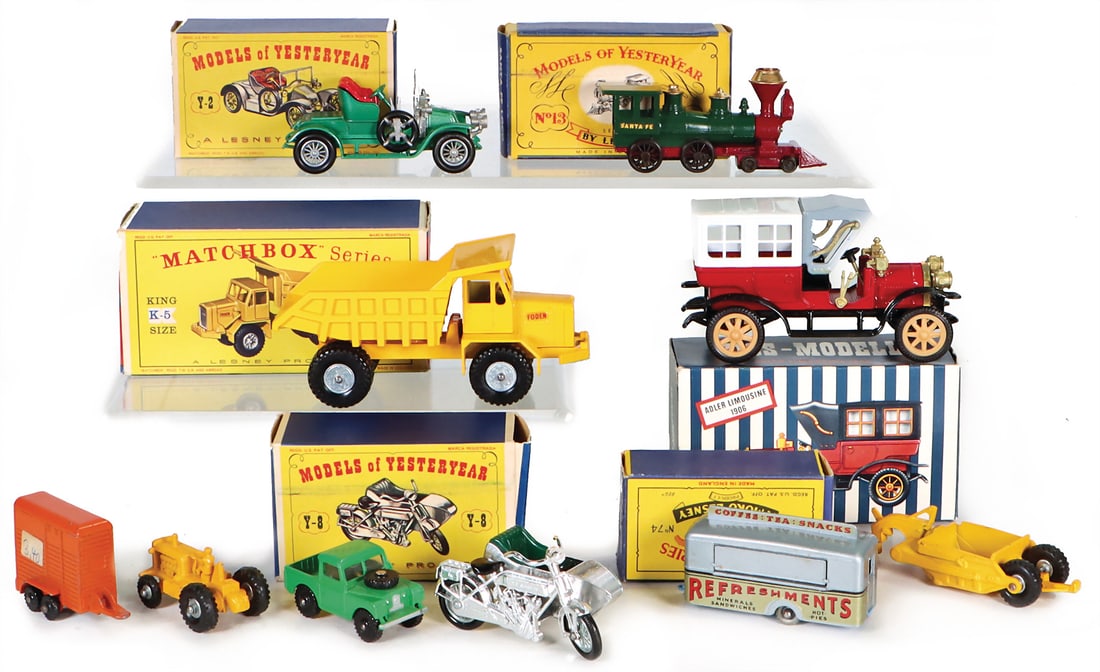 MATCH BOX Mixed lot K5, truck, N74, coffee wagon, J13, steam locomotive, J8, sidecar team, J2, new: MATCH BOX Mixed lot K5, truck, N74, coffee wagon, J13, steam locomotive, J8, sidecar team, J2, new in original box, 2 vehicles, 2 trailers, without box, 1 vintage car, ZEISS, in original box. German D