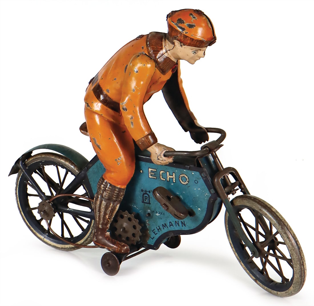 LEHMANN Echo, 725, h: 18 cm, sheet metal, lithographed, worn, clockwork defective   German (1 of 3)