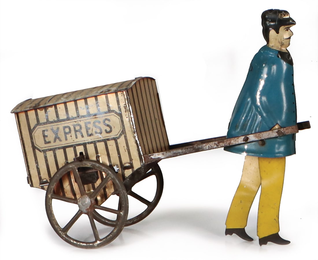 LEHMANN Express, 12 cm, lithographed, litho abrasion on 1 side, flywheel drive jammed, 1 wheel (1 of 2)